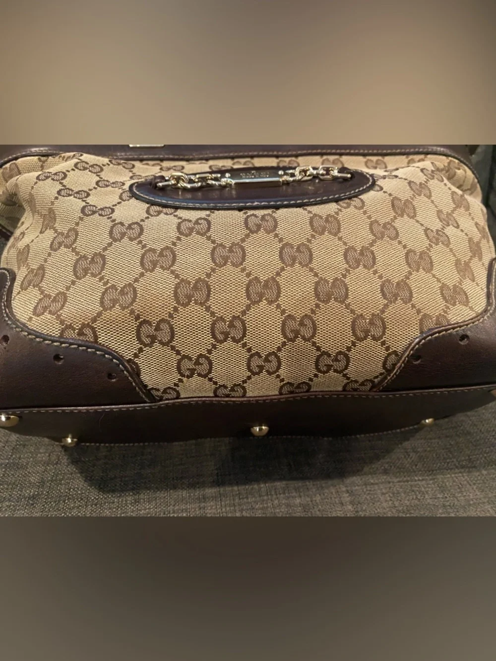 Gucci Beige GG Canvas Tote w/ Brown Leather & Gold Horsebit Hardware. Classic ❤️ - Picture 11 of 12